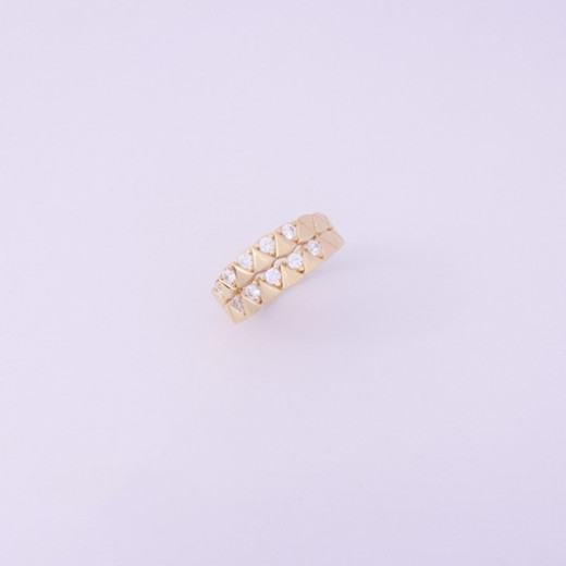 Embedded White Zircon Gold Ring