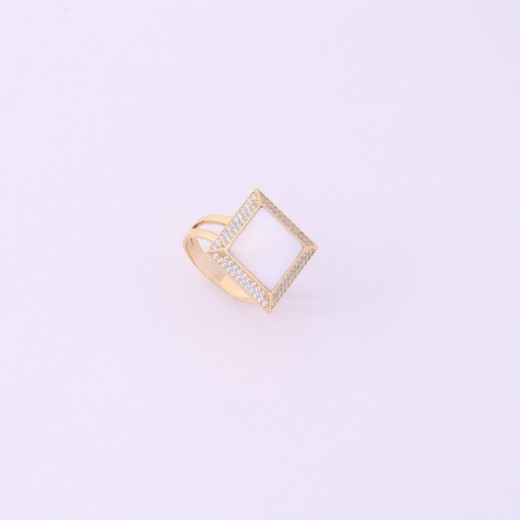 Square White Stone Gold Ring