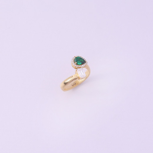 Green emerald stone ring