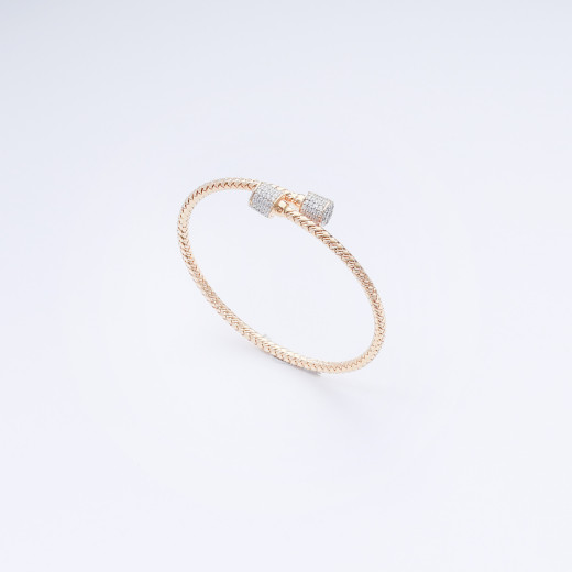 Gold bracelet with white zircon stones