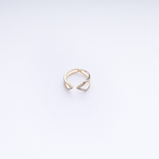 Zircon crossed gold ring