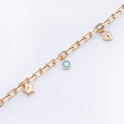 Chain bracelet with gold charms